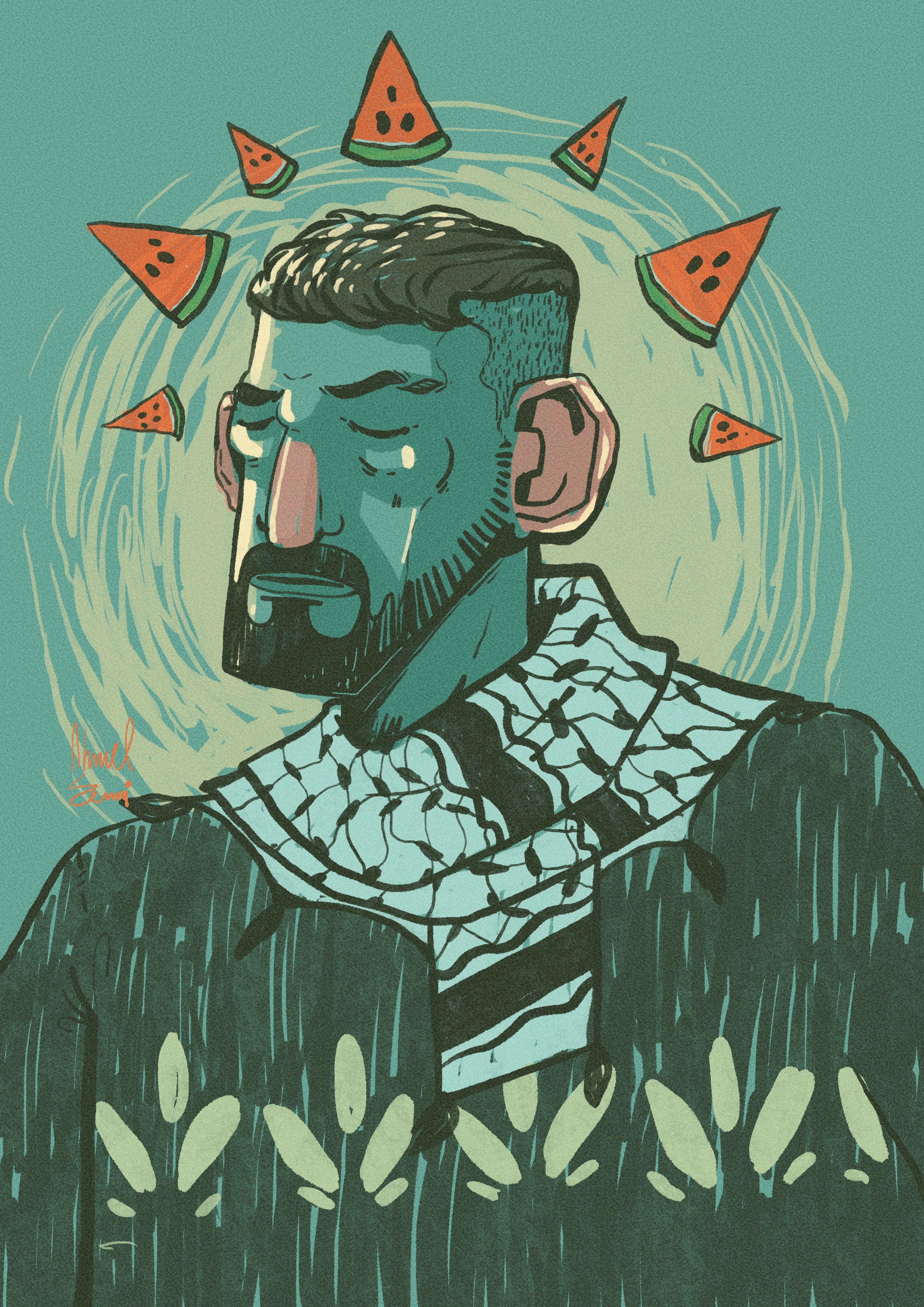 Watermelon man - by ADAWY (Gaza) - A3 size